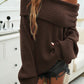 Devine Off-Shoulder Extra-Long Sleeve Sweater