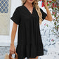 Ruched Tiered V-Neck Short Sleeve Mini Dress