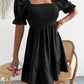 Smocked Square Neck Short Sleeve Dress