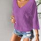 V-Neck Three-Quarter Sleeve Knit Top