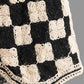 Crochet Checkered V-Neck Button Up Vest