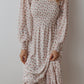 Smocked Floral Square Neck Long Sleeve Midi Dress