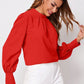 Ruched Mock Neck Long Sleeve Blouse