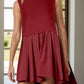 Pleated Round Neck Sleeveless Mini Dress