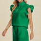 Double Take Full Size Texture Flounce Sleeve Top and Shorts Set