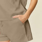 Double Take Full Size Texture Short Sleeve T-Shirt and Drawstring Shorts Set