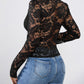 Perfee V-Neck Long Sleeve Lace Top