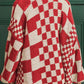 Checkered Open Front Long Sleeve Cardigan