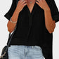 Mandy Side Slit Notched Short Sleeve Blouse