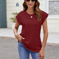 Textured Round Neck Cap Sleeve T-Shirt