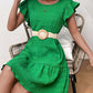 Textured Round Neck Ruffle Hem Dress