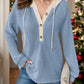Full Size Waffle-Knit Contrast Long Sleeve Hoodie