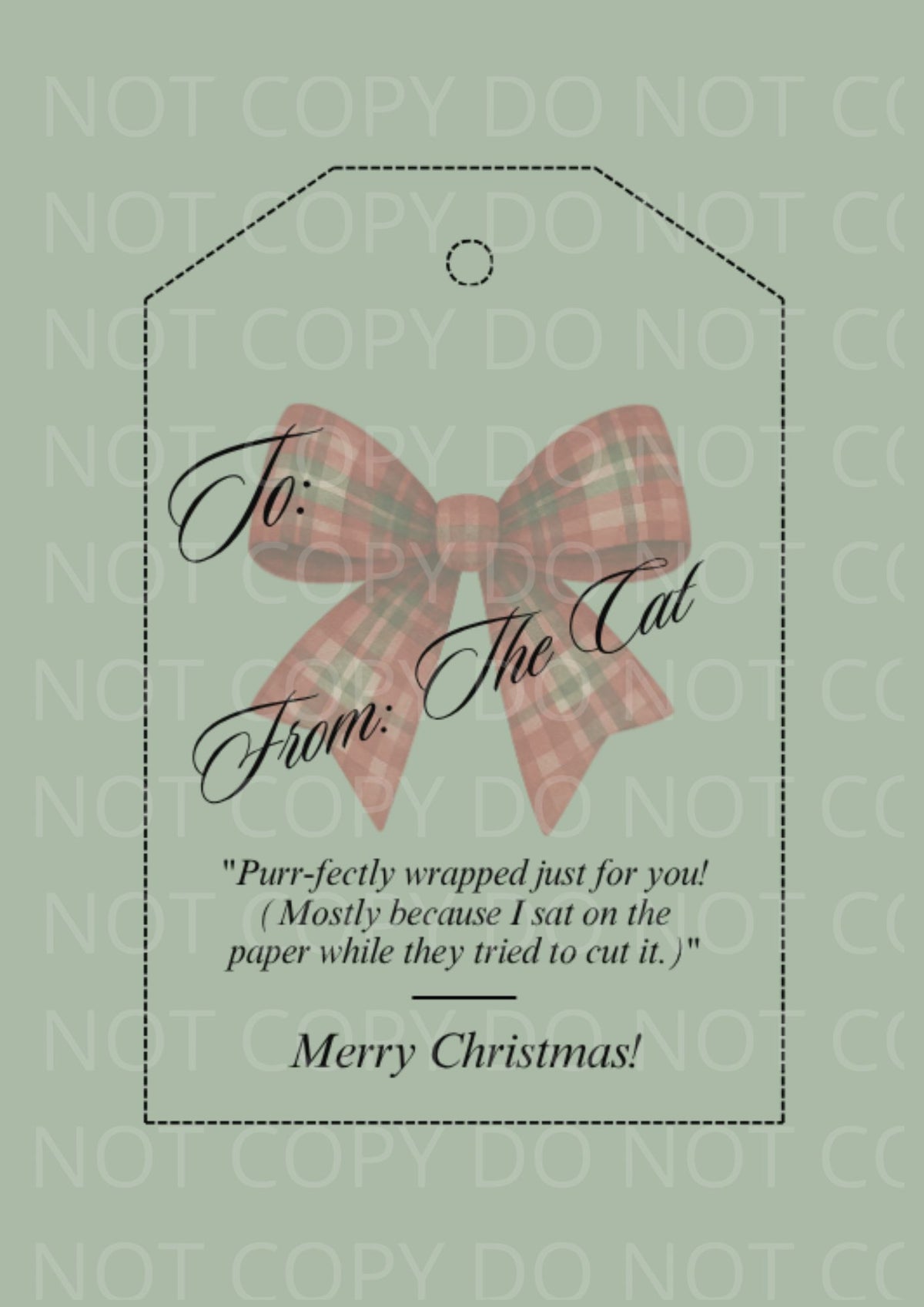Printable Christmas Gift Tags from the Dog and Cat | Funny Pet Perspective Holiday Present Tags Pack | Aesthetic Sage Green Watercolor Sheet PNG JPG PDF SVG PPTX