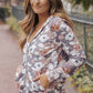 Floral Zip Up Pocketed Hoodie