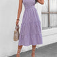 Striped Johnny Collar Sleeveless Midi Dress