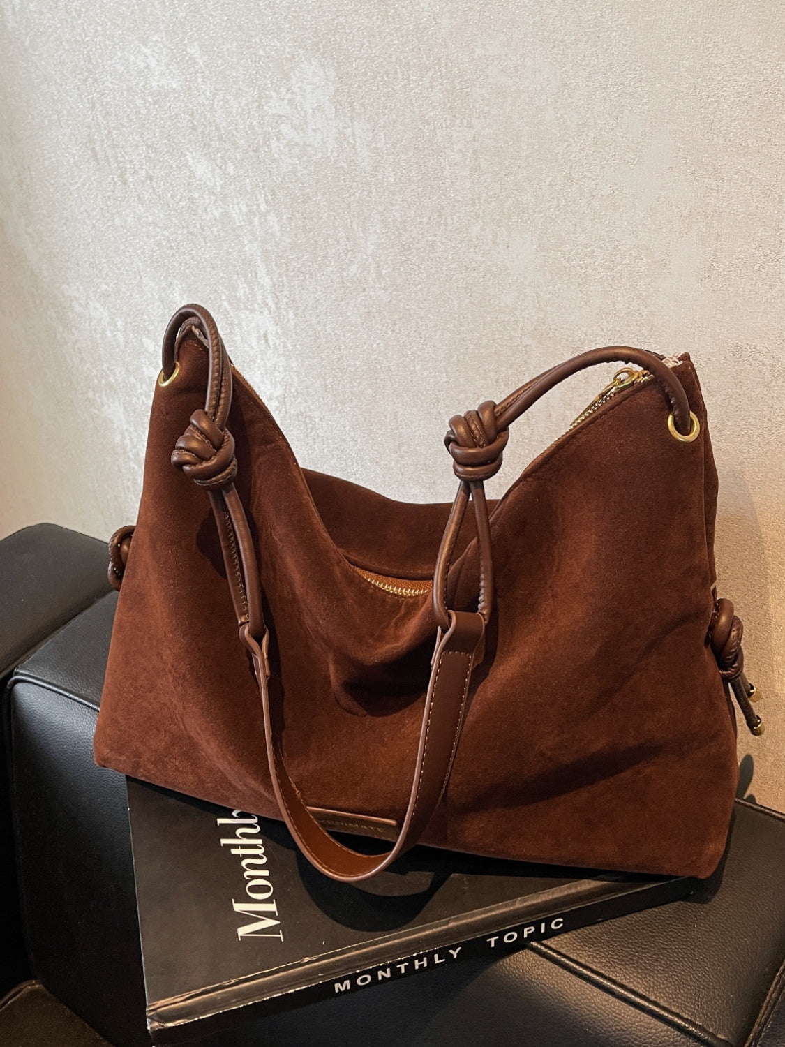 Suede Large Shoulder Bag