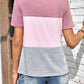 Color Block Round Neck Short Sleeve T-Shirt