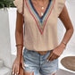 Ruffled V-Neck Cap Sleeve Blouse