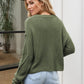 Cable-Knit Round Neck Dropped Shoulder Sweater