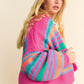 Contrast Striped Open Front Long Sleeve Cardigan