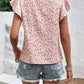 Full Size Ditsy Floral Round Neck Cap Sleeve Top