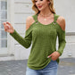 Ribbed Cold Shoulder Long Sleeve Top