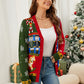 Nutcracker Contrast V-Neck Long Sleeve Cardigan