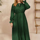Plus Size Ruffled Polka Dot Long Sleeve Midi Dress