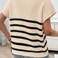 Devine Striped Round Neck Short Sleeve Sweater