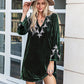 V-Neck Slit Sleeve Mini Dress