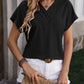 Textured Surplice Short Sleeve Blouse