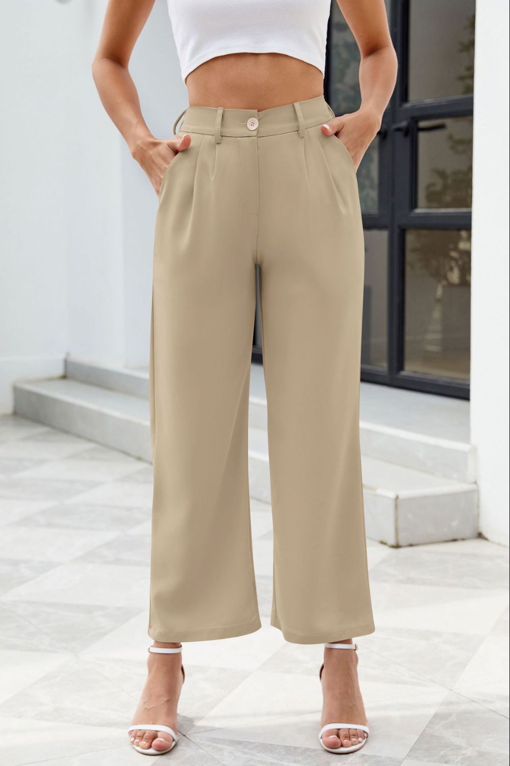 Pocketed High Waist Pants