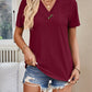 Full Size Eyelet V-Neck Short Sleeve Top