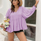 Plus Size Swiss Dot Tie Neck Long Sleeve Blouse
