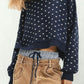 Slit Round Neck Long Sleeve Sweater
