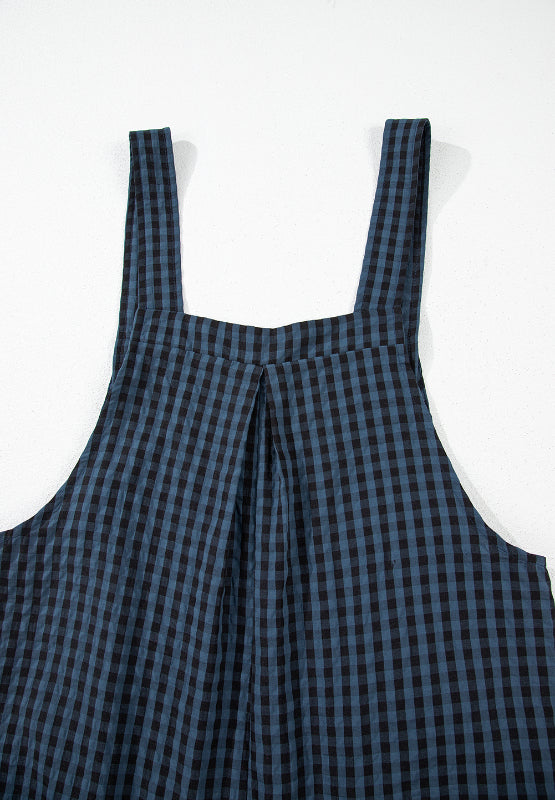 Plaid Wide Strap Wide Leg Overalls