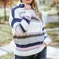 Plus Size Striped Long Sleeve Hooded Sweater