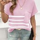 Devine Striped Round Neck Short Sleeve Sweater