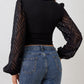 Lace Patchwork Plunge Long Sleeve Blouse