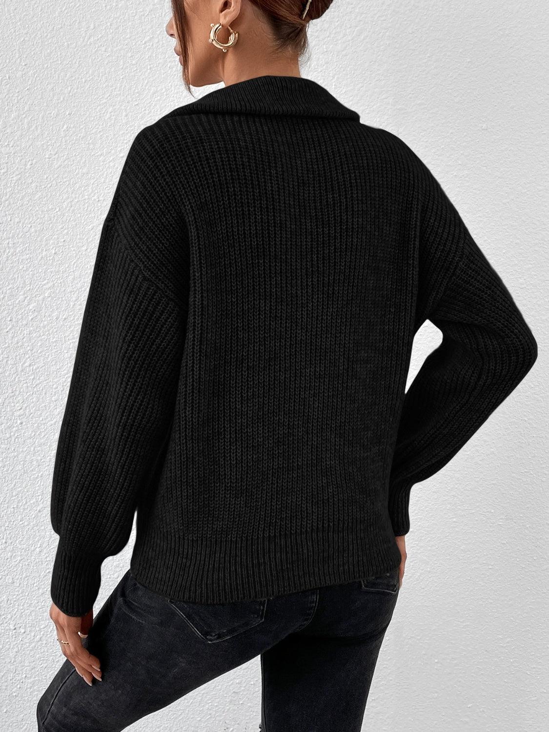 Honey Half Zip Dropped Shoulder Sweater