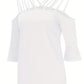 Full Size Cold Shoulder Three-Quarter Sleeve Blouse