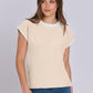 Mandy Contrast Round Neck Cap Sleeve Sweater