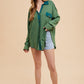 Annie Wear Waffle-Knit Mineral Washed Button Down Shirt