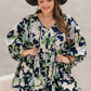 Plus Size Tied Printed Long Sleeve Romper