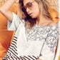 BiBi Printed Color Block Short Sleeve T-Shirt - Brand BiBi