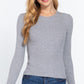 ACTIVE BASIC Full Size Ribbed Round Neck Long Sleeve Knit Top