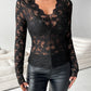 Lace V-Neck Long Sleeve Top