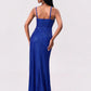 Slit Sequin Square Neck Spaghetti Strap Dress