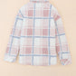 Plaid Button Up Collared Neck Sherpa Jacket