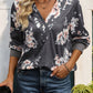 Printed V-Neck Long Sleeve Sweatshirt